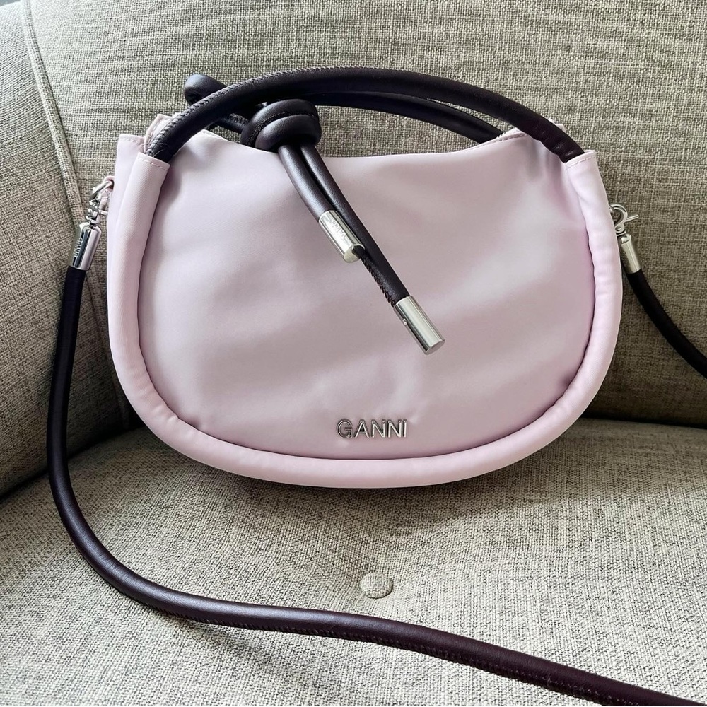 NEW WT GANNI Small Baguette Shoulder Bag Purse in Lilac. Detach Strap + Dust bag